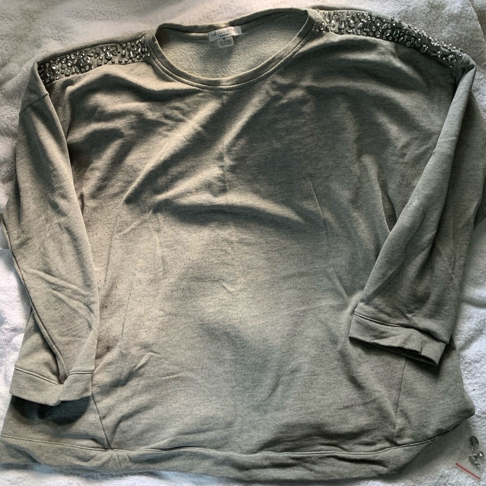 Gem shoulder shrug sweatshirt